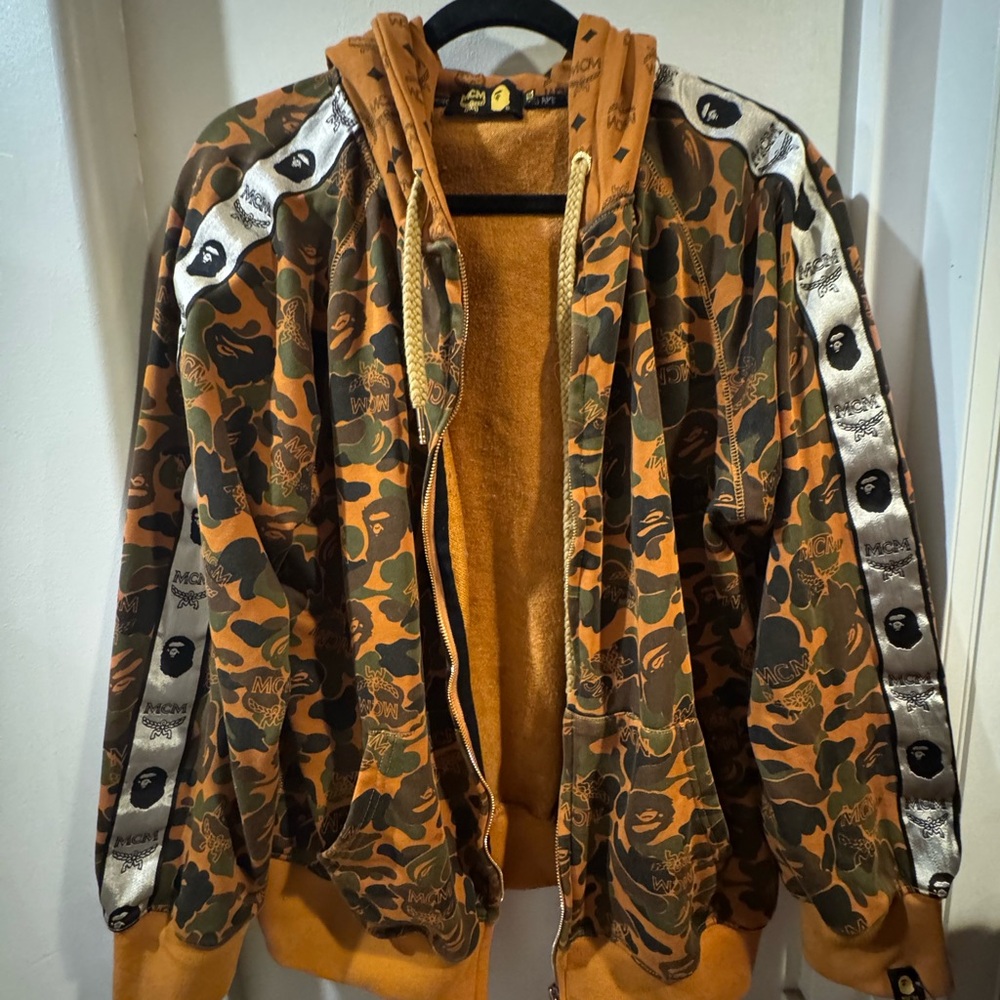 MCM/Bape Camouflage Bomber Jacket - Orange and Brown